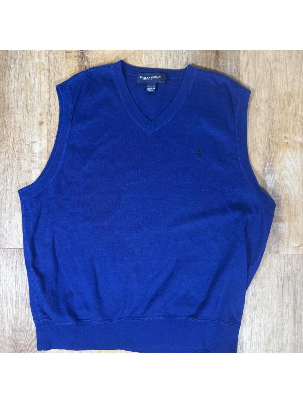 90s Ralph Lauren Blue Polo Golf Sweater Vest – Size L